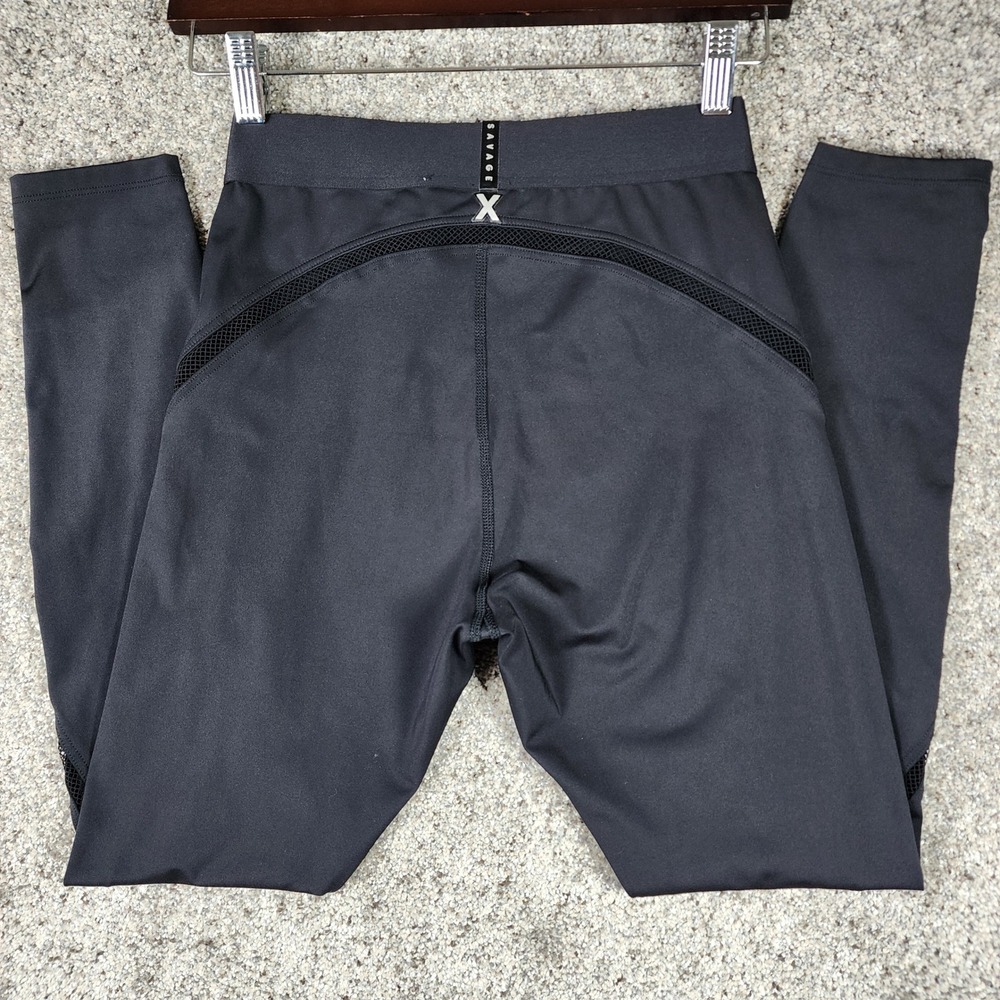 Savage X Fenty Leggings Womens S Black Mesh Panel Activewear Good
